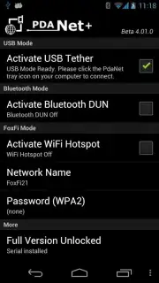 PdaNet screenshot 2