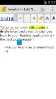 Tomdroid screenshot 6